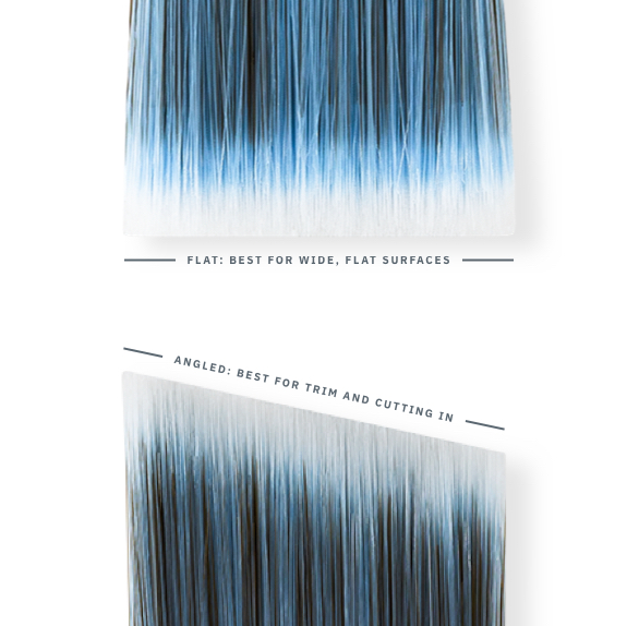 Angled versus flat paint brushes.