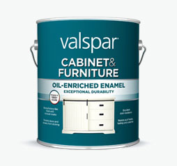 Valspar® Cabinet and Furniture oil-enriched enamel, one gallon.